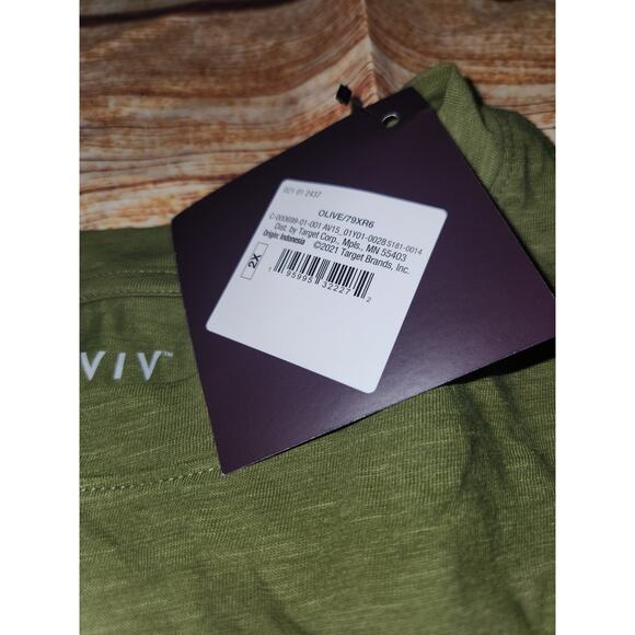 AVA VIV Women's Long Sleeve T-Shirt Top Olive Green Casual Basic - Picture 7 of 7